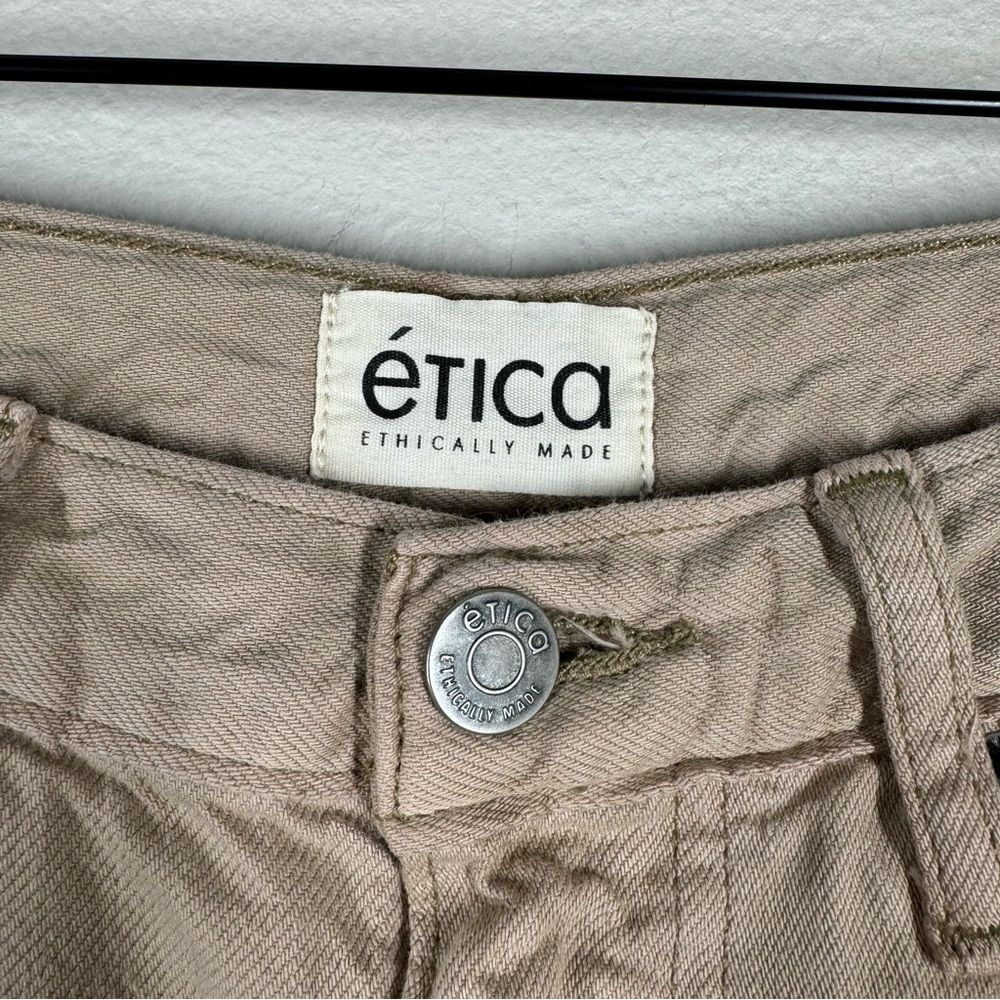 Etica Devon Wide Leg Crop Pants Tan Denim Jeans Sustainable Eco Size 26 - Picture 4 of 8